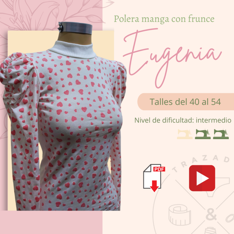 Moldería + video camiseta mangas con frunce