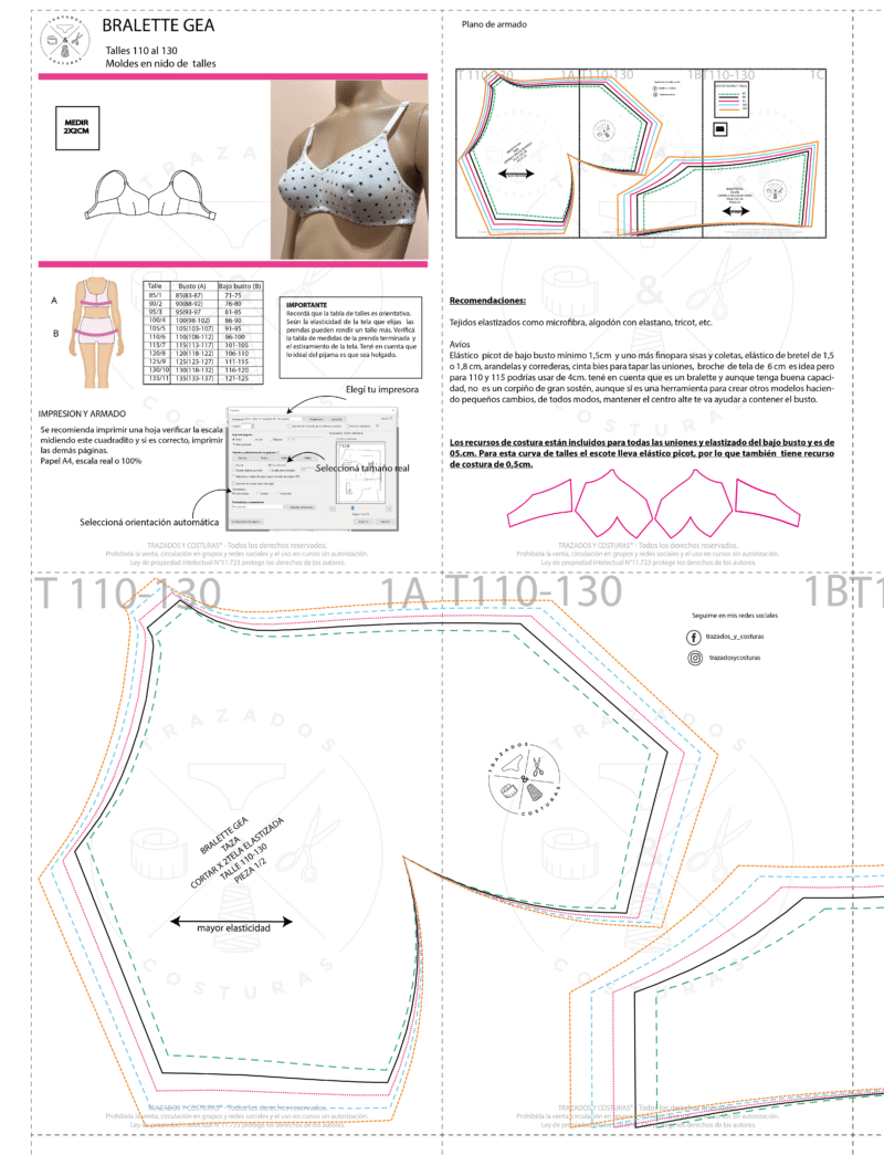 Moldería digital  bralette básico - Imagen 2