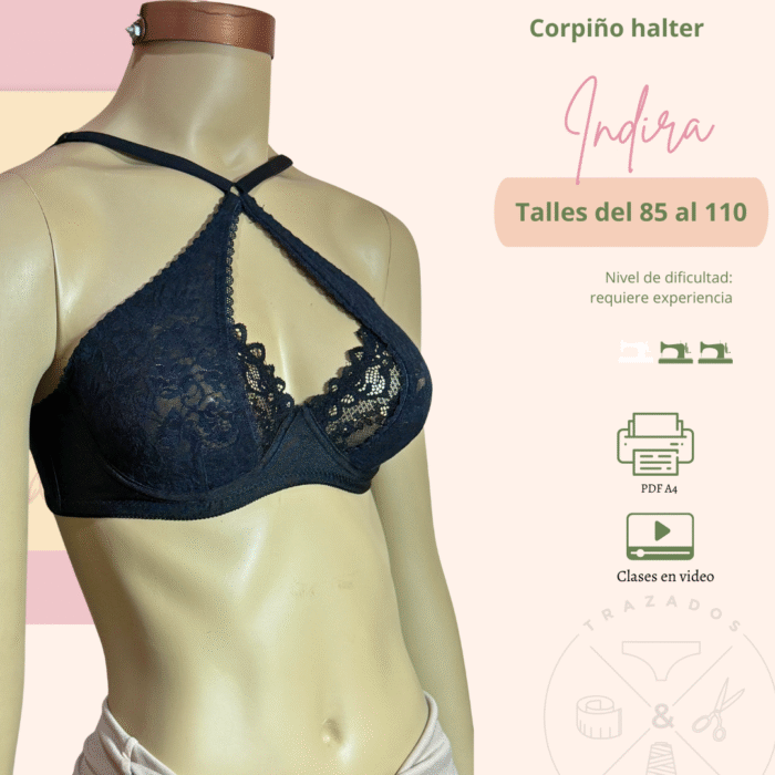 Corpiño con arco medio y escote halter