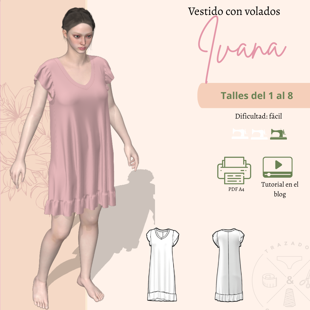 Moldería vestido con volados