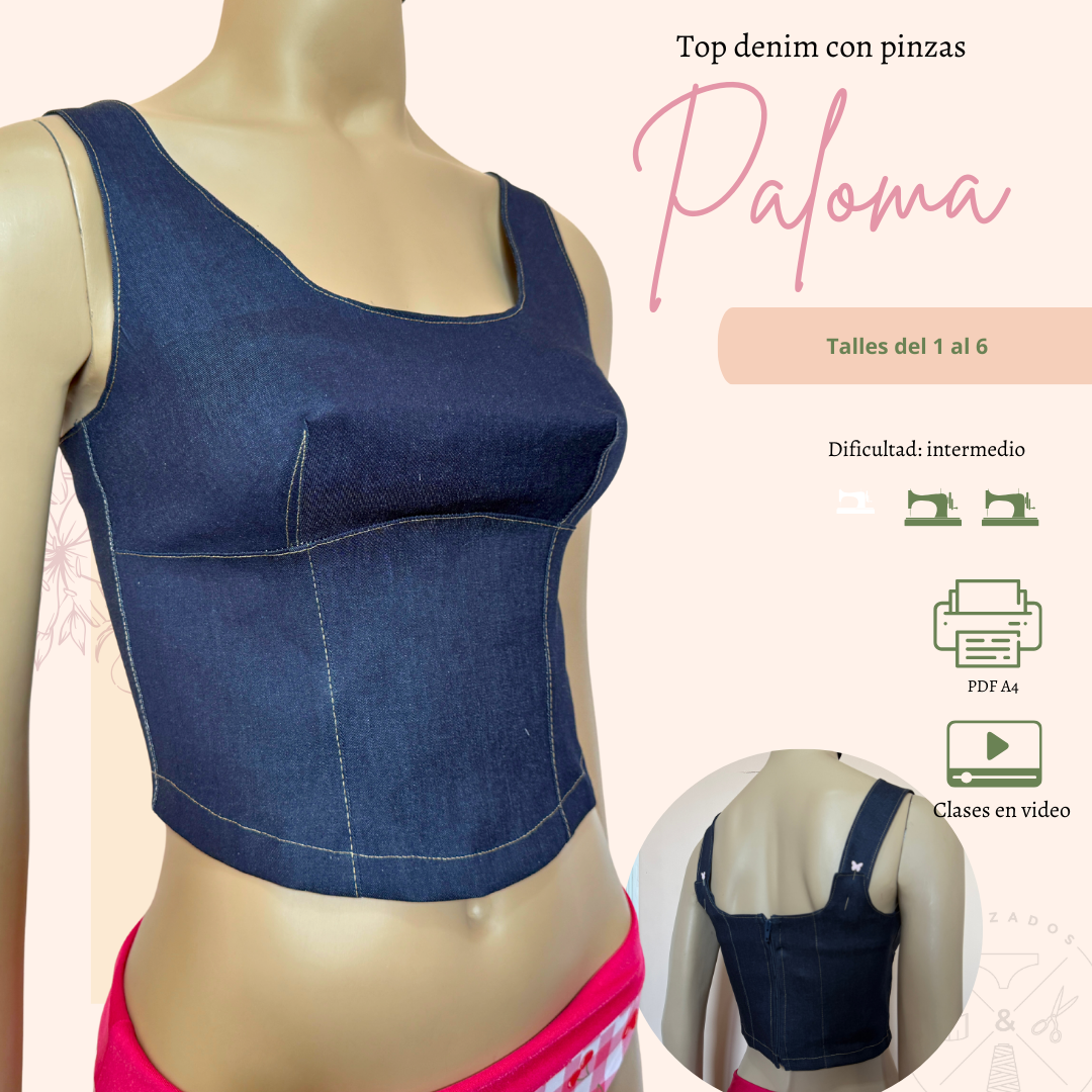 Top denim con pinzas 6talles PREVENTA 30/1