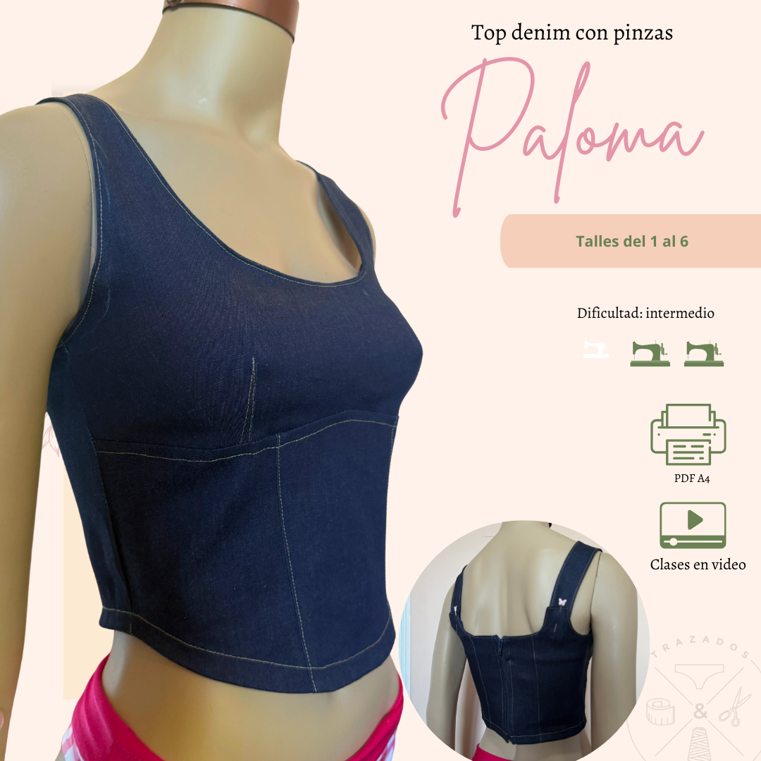 Top denim con pinzas 6talles