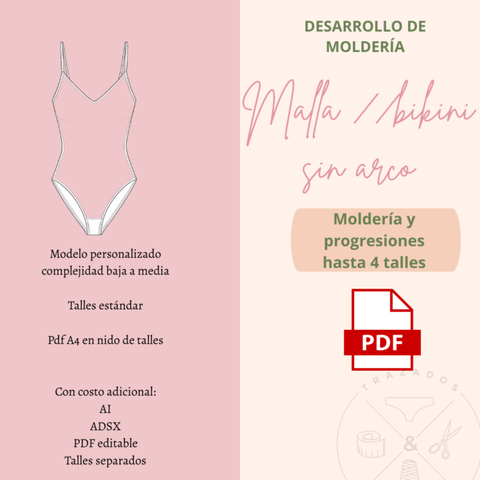 Moldería personalizada Traje de baño mujer 4 talles