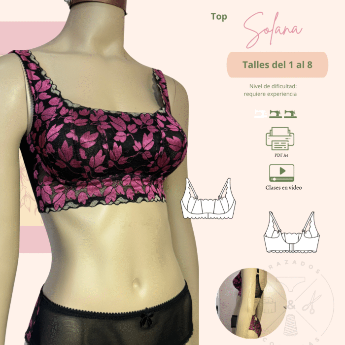 Top de puntilla escote cuadrado 8 talles