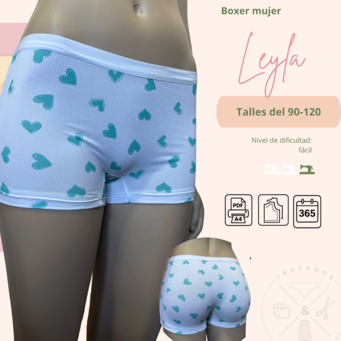 Moldería boxer mujer 7 talles